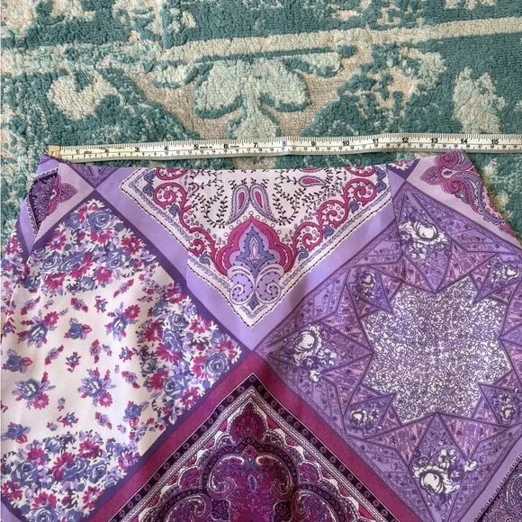 Vintage Y2K Purple and White Paisley Patterned Midi Skirt - Picture 4 of 7